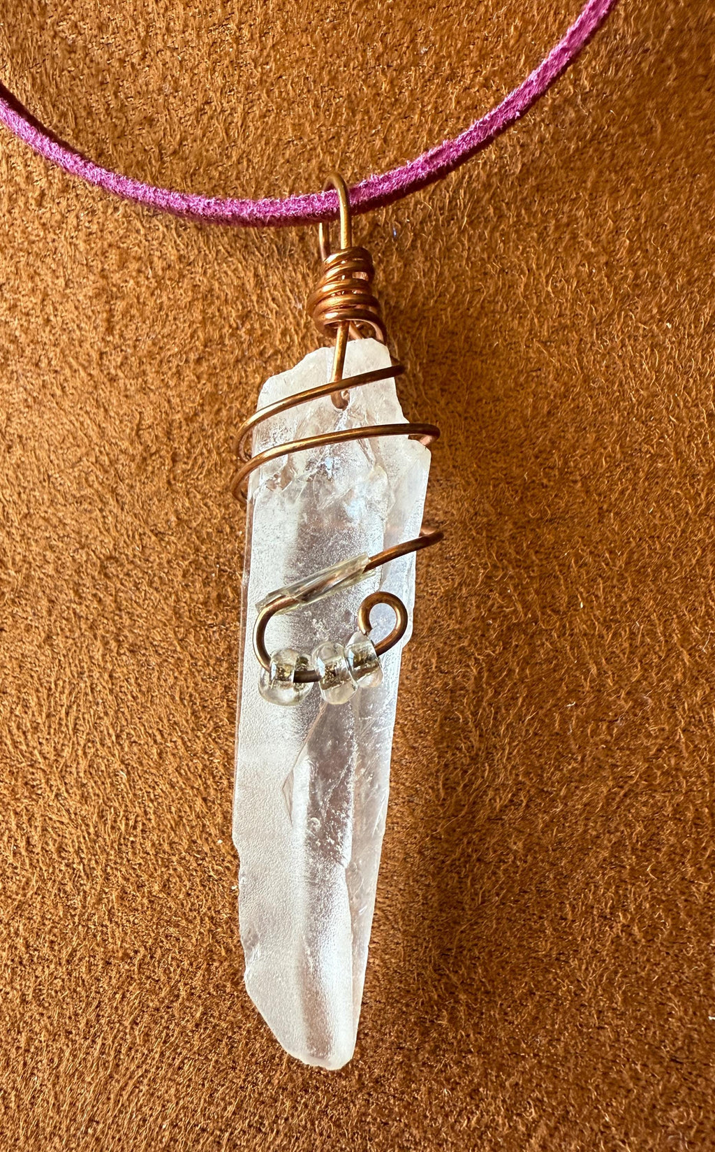 Handmade Crystal and Copper Pendant