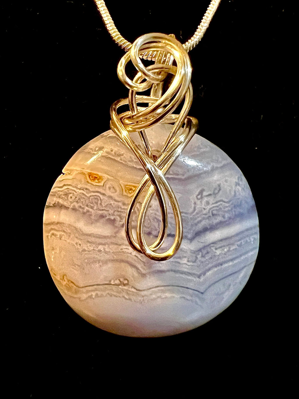 Blue Lace Agate Pendant and Earrings