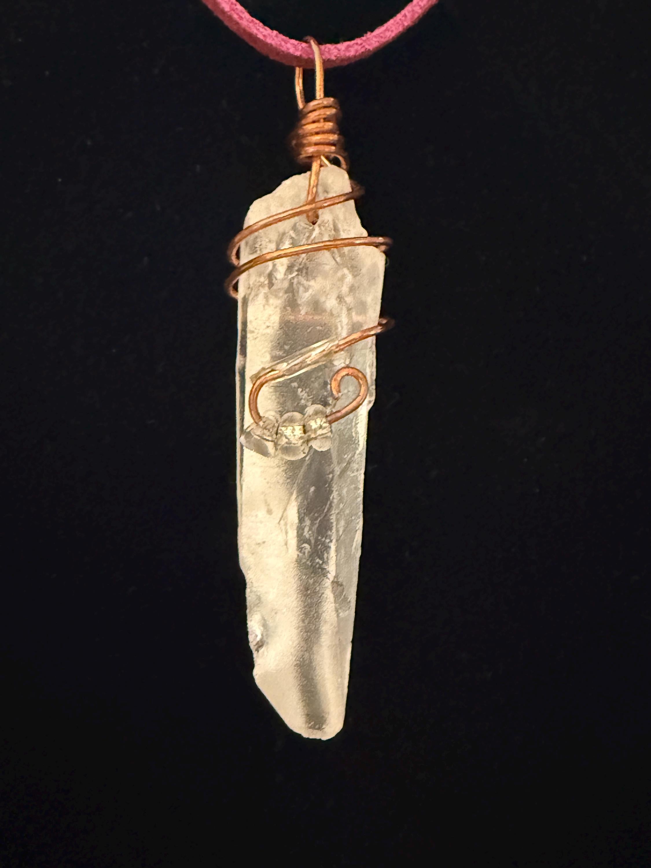 Handmade Crystal and Copper Pendant