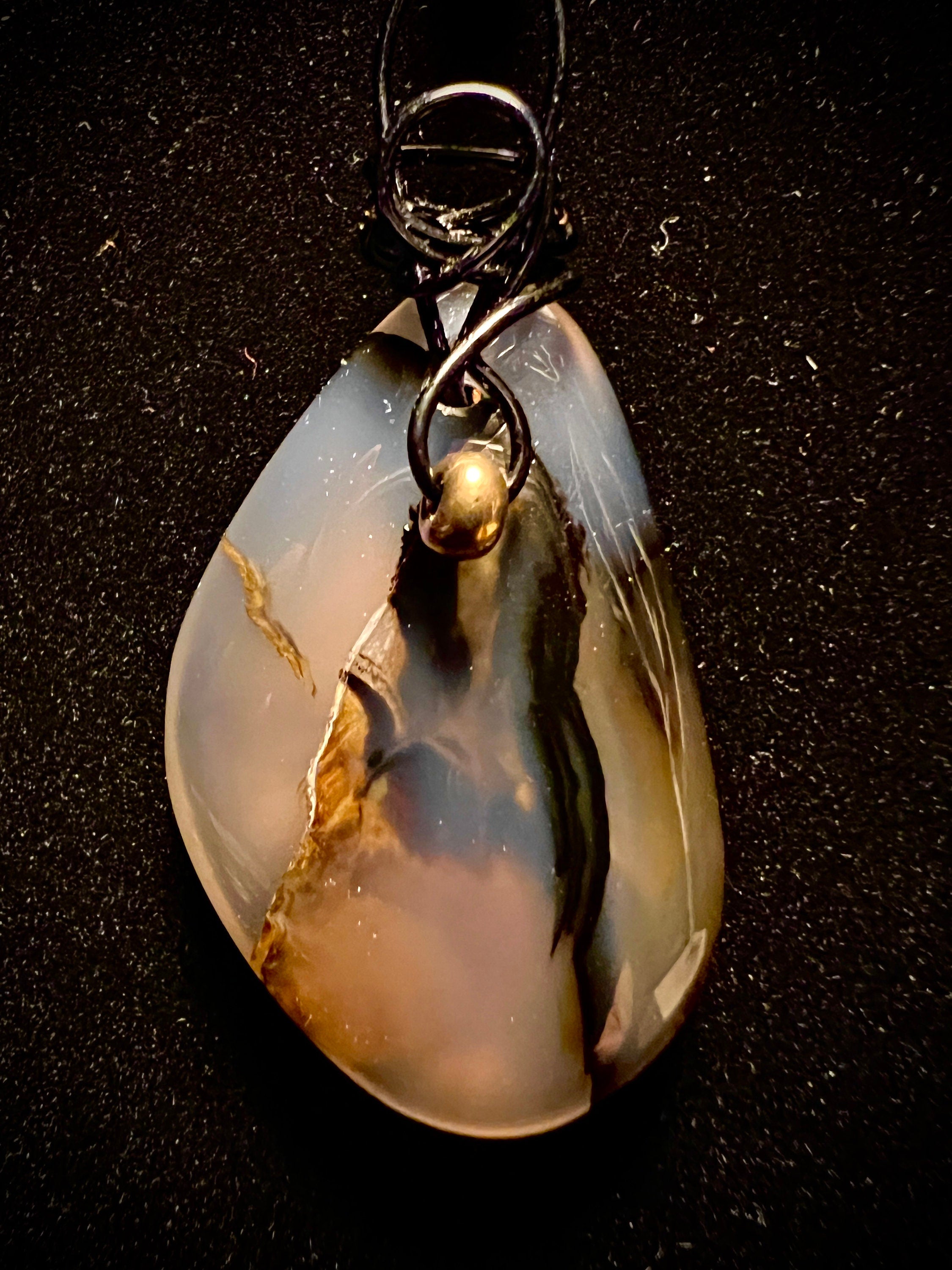 Montana Agate Wire Wrapped Pendant