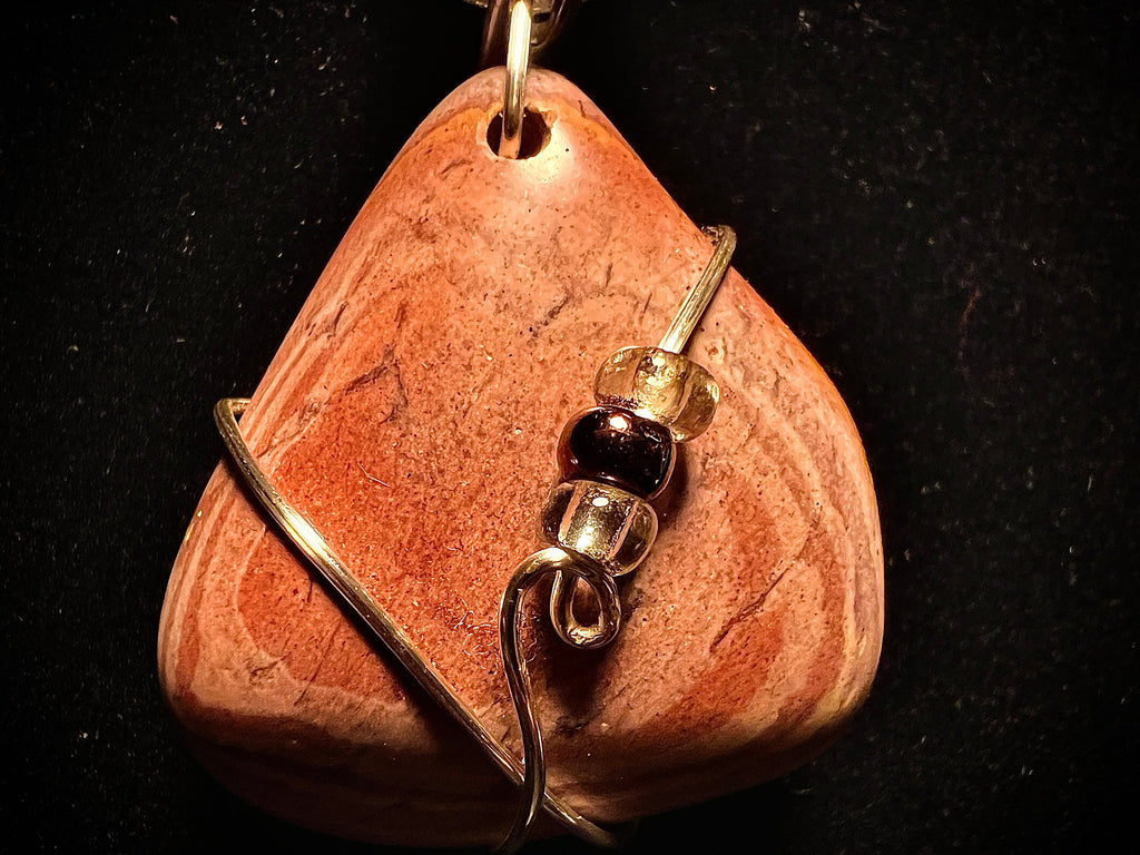 Pink Desert Jasper Wire Wrapped Pendant