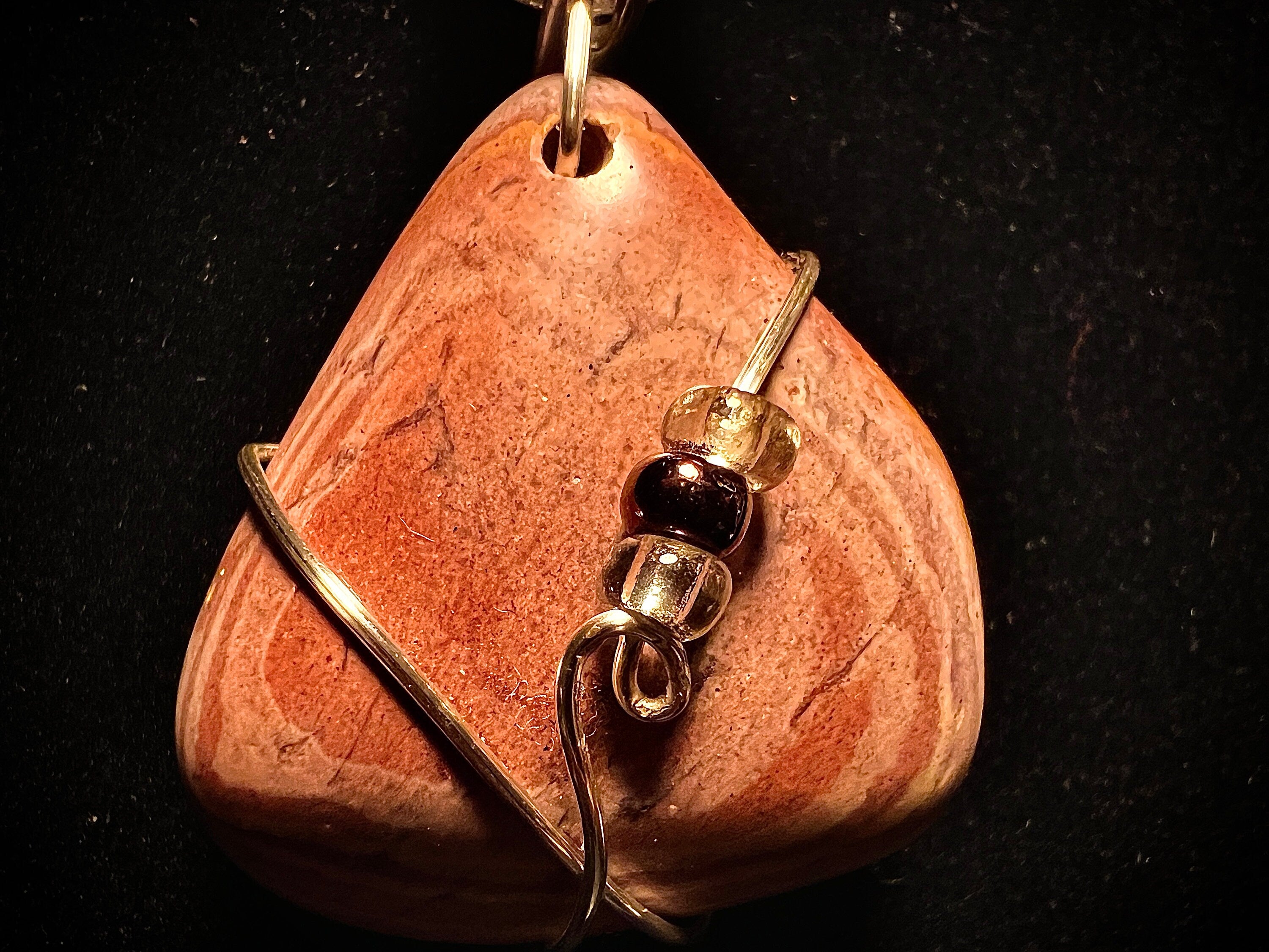 Pink Desert Jasper Wire Wrapped Pendant