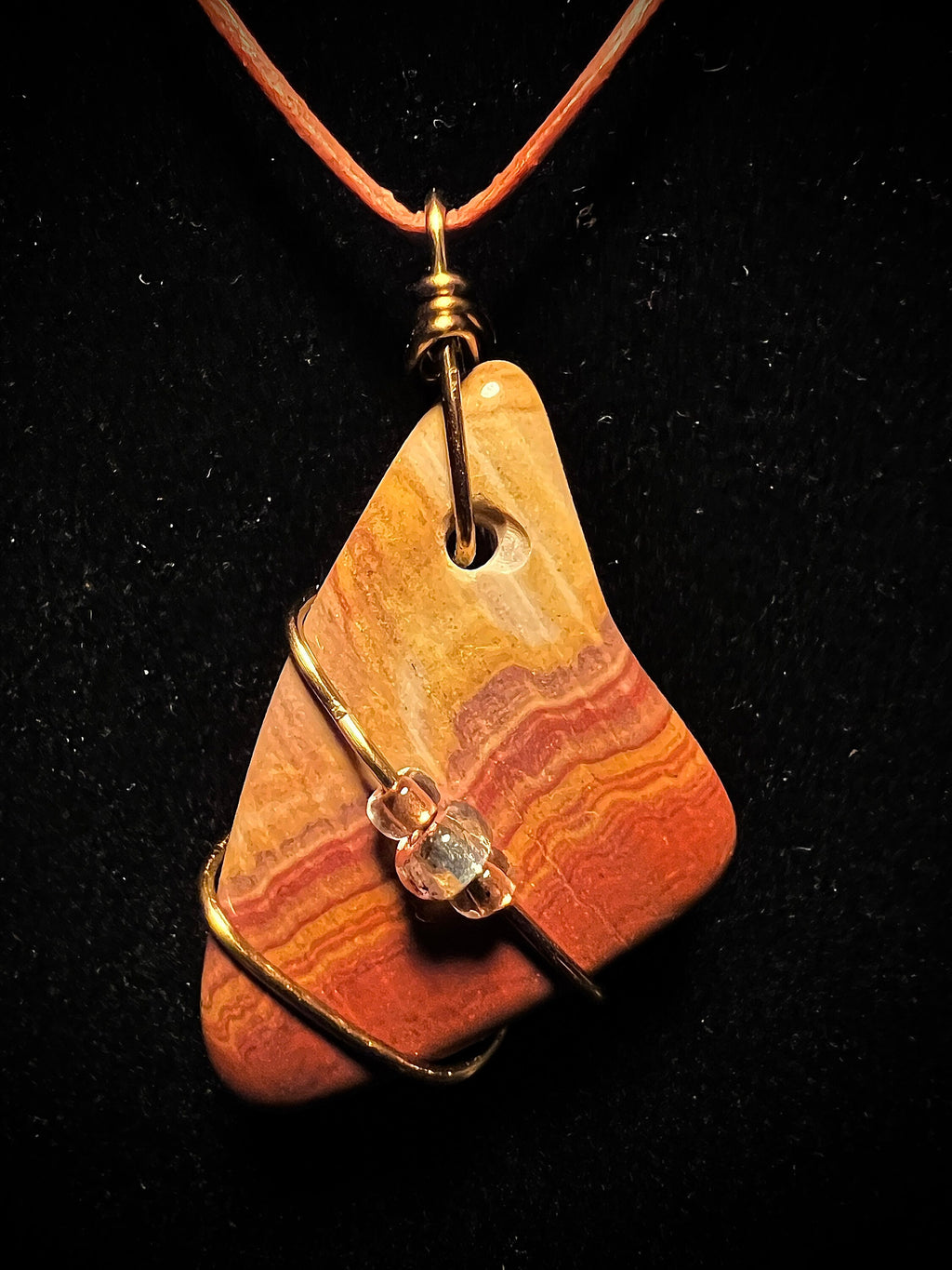 Red & Yellow Jasper Agate Wire Wrapped Pendant