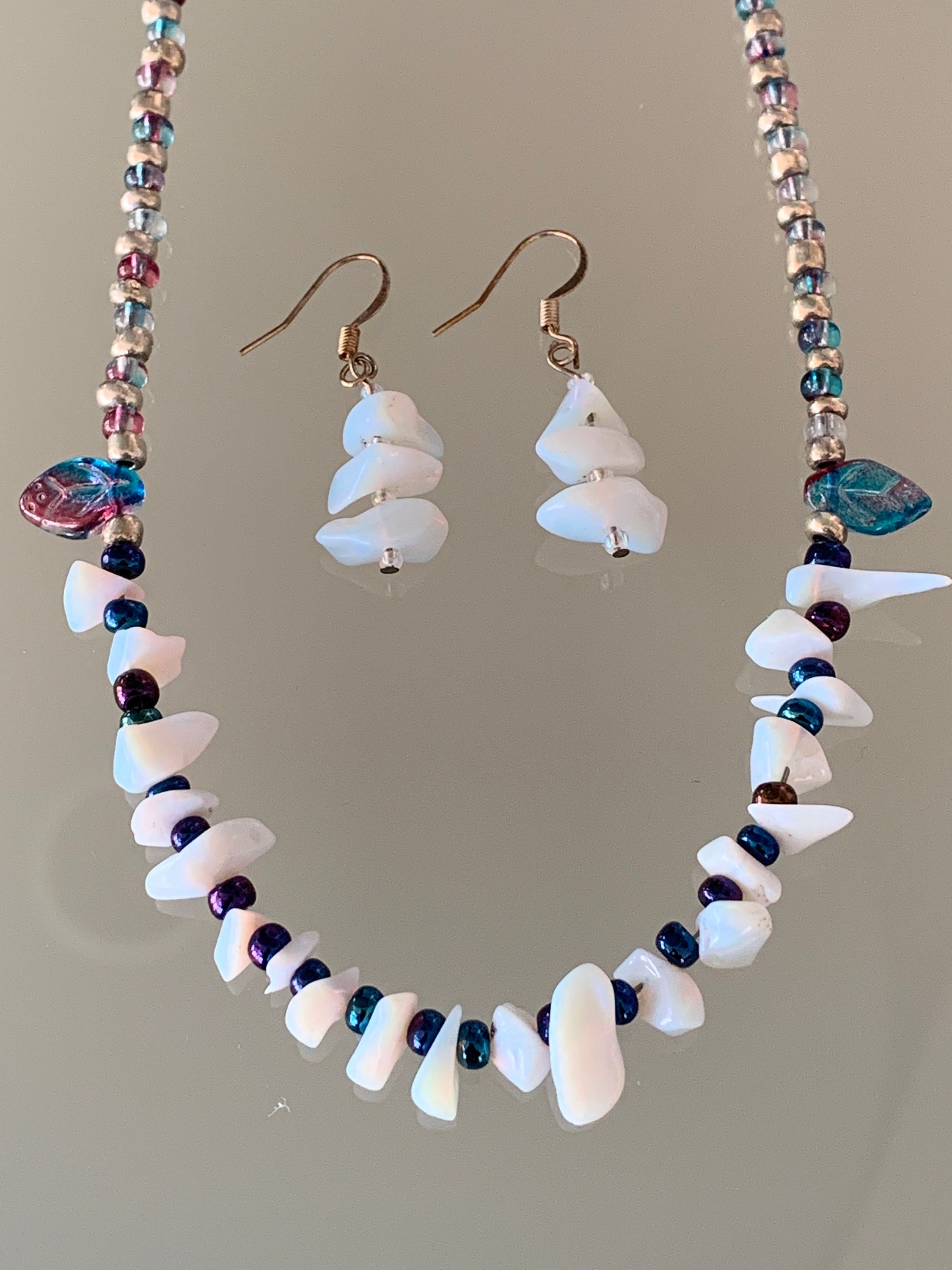 Fire Opal Necklace with matching earrings