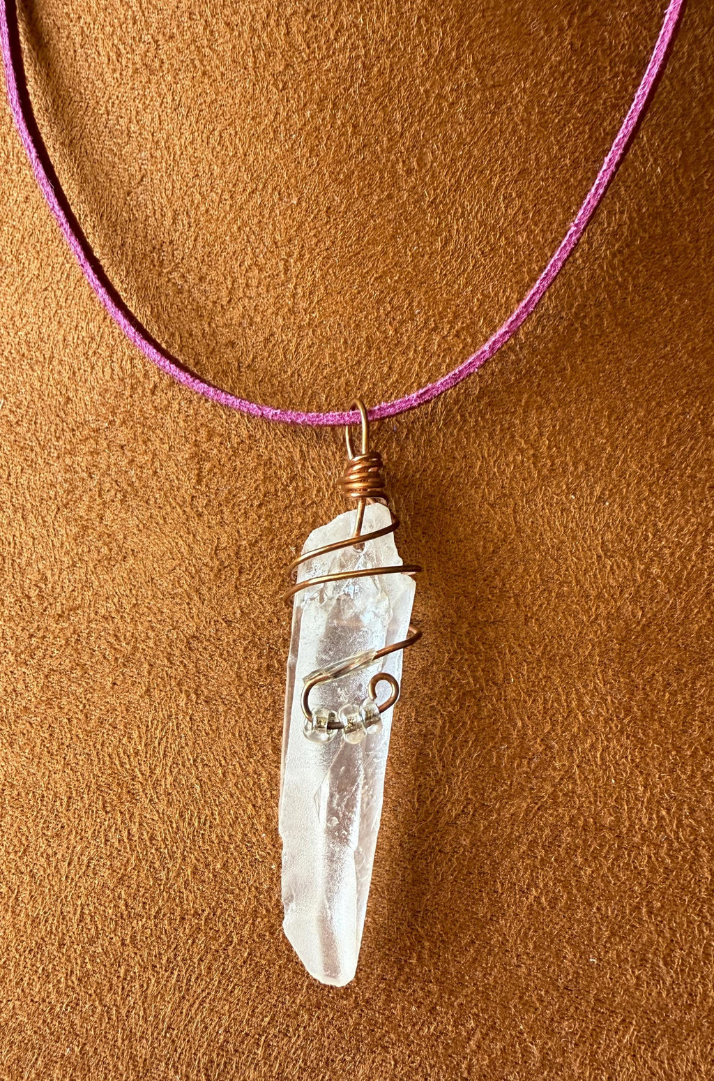 Handmade Crystal and Copper Pendant