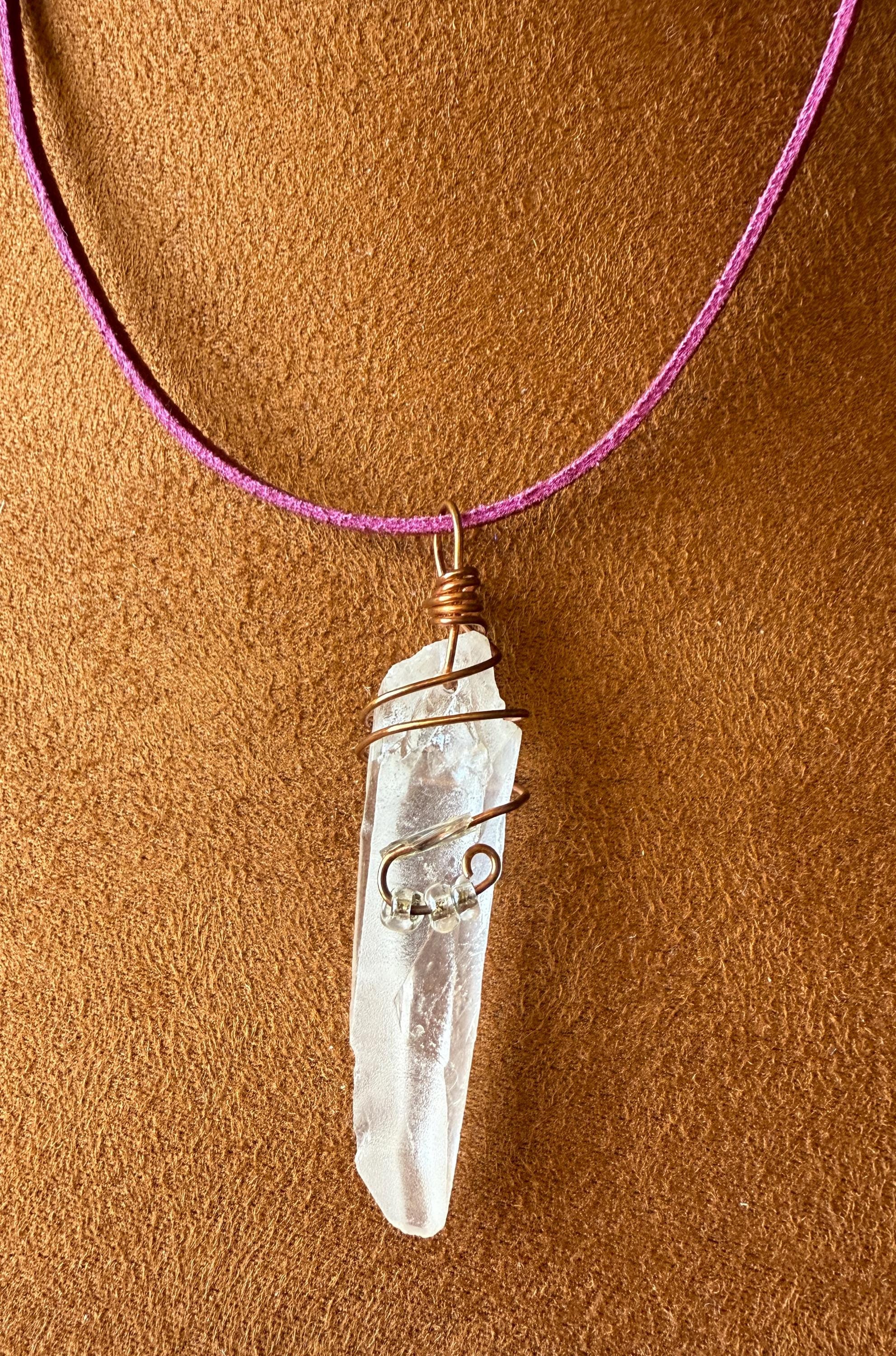 Handmade Crystal and Copper Pendant