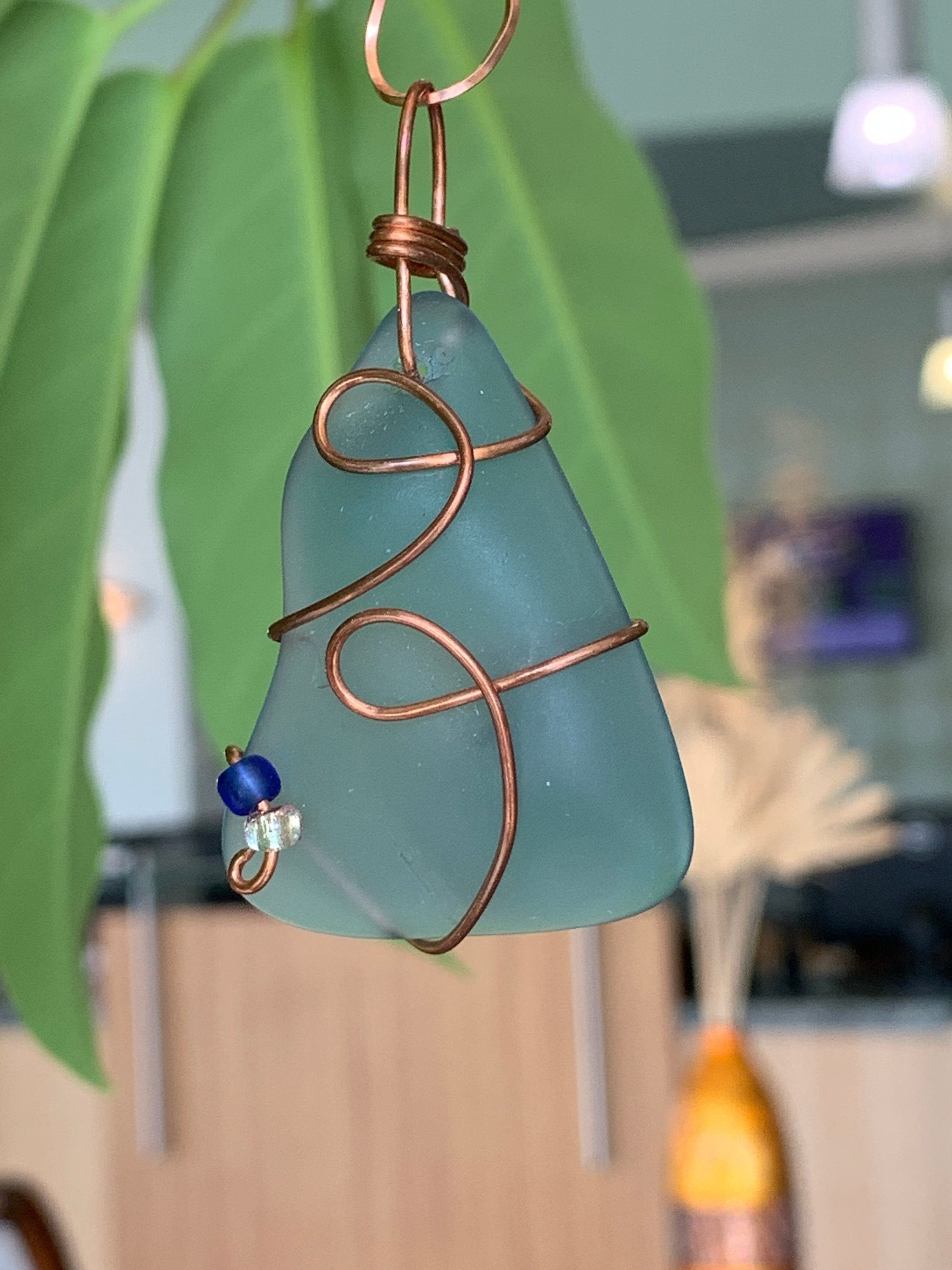 Blue Sea Glass Pendant