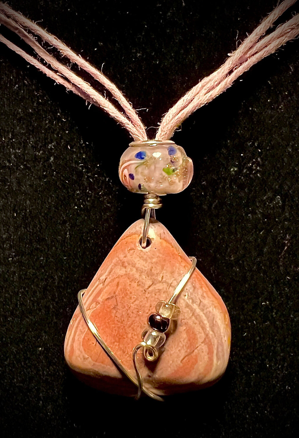Pink Desert Jasper Wire Wrapped Pendant