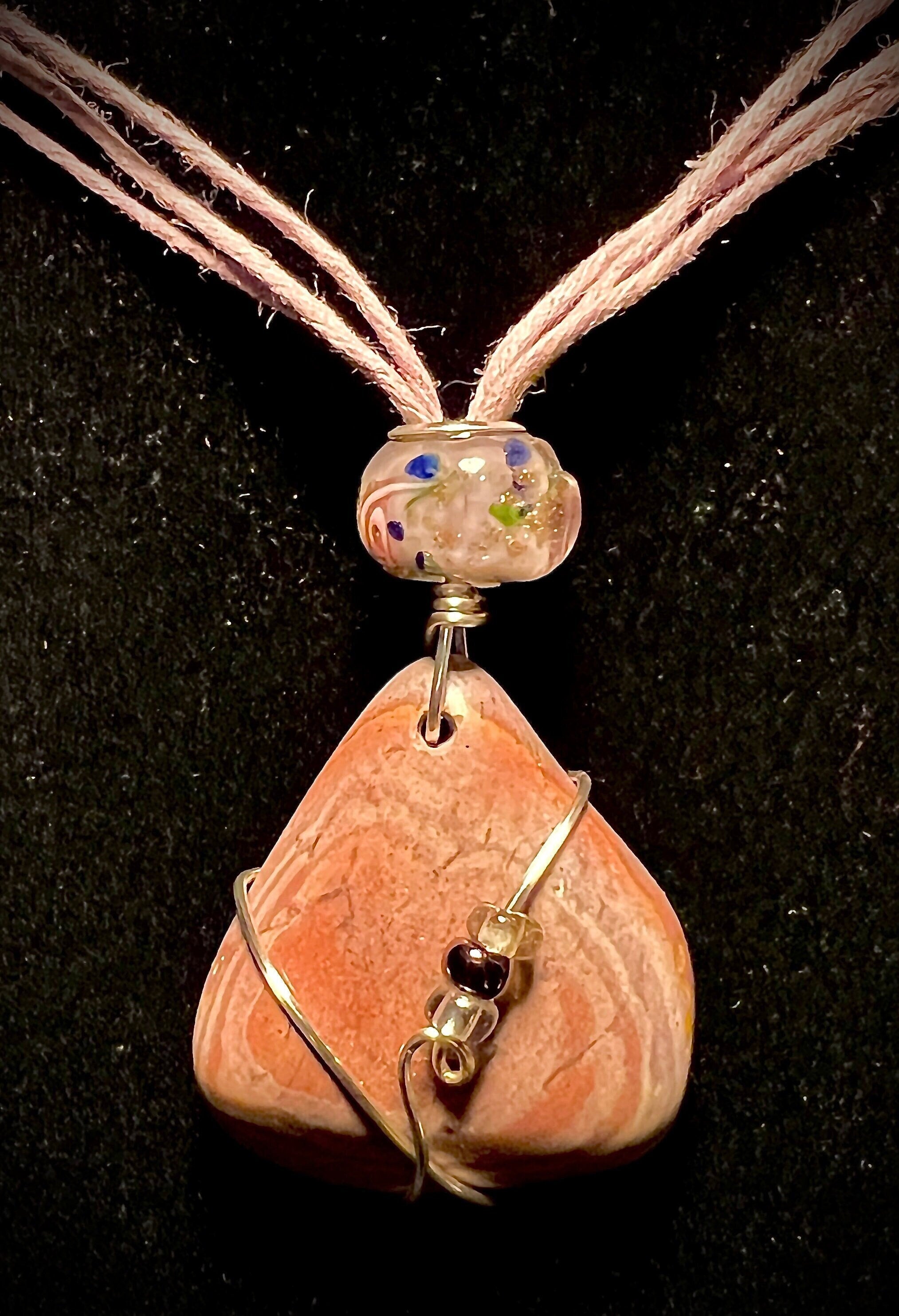 Pink Desert Jasper Wire Wrapped Pendant