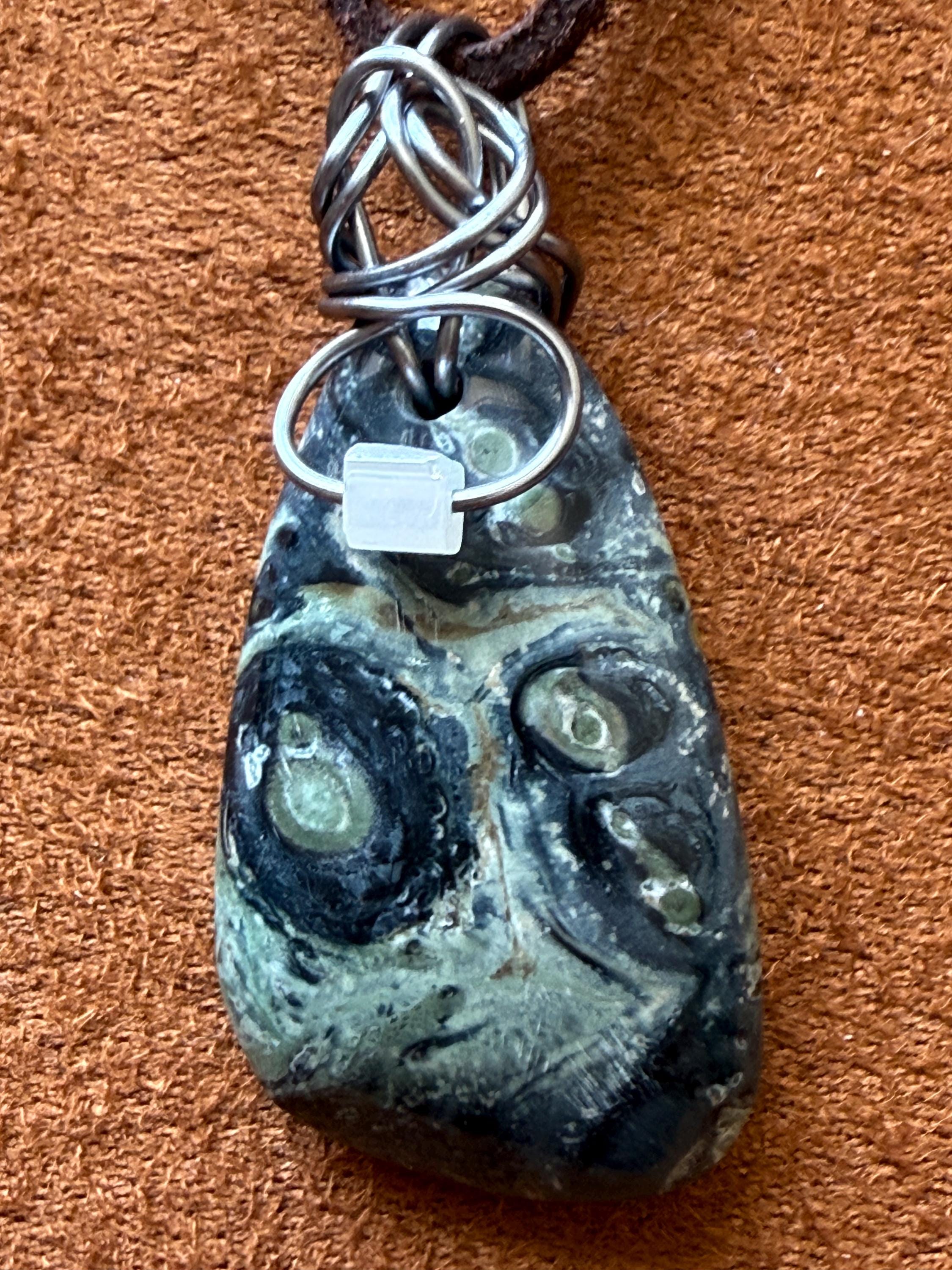 Kambaba (Crocodile) Jasper wire wrapped pendant