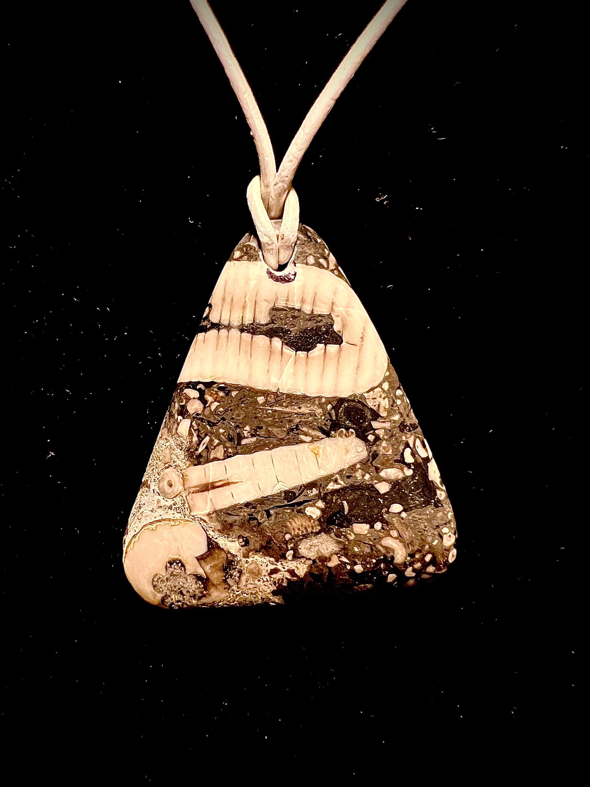 Black and White Fossil Pendant