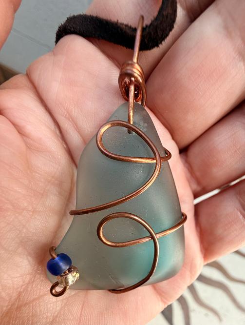 Blue Sea Glass Pendant