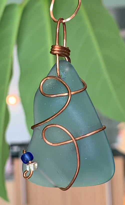 Blue Sea Glass Pendant