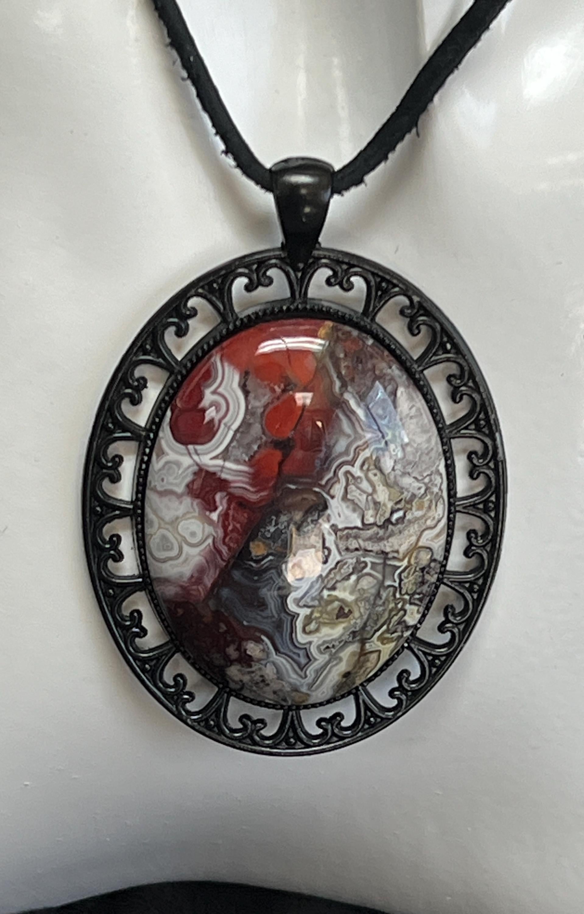 Red & Black Swirling Crazy Lace Agate