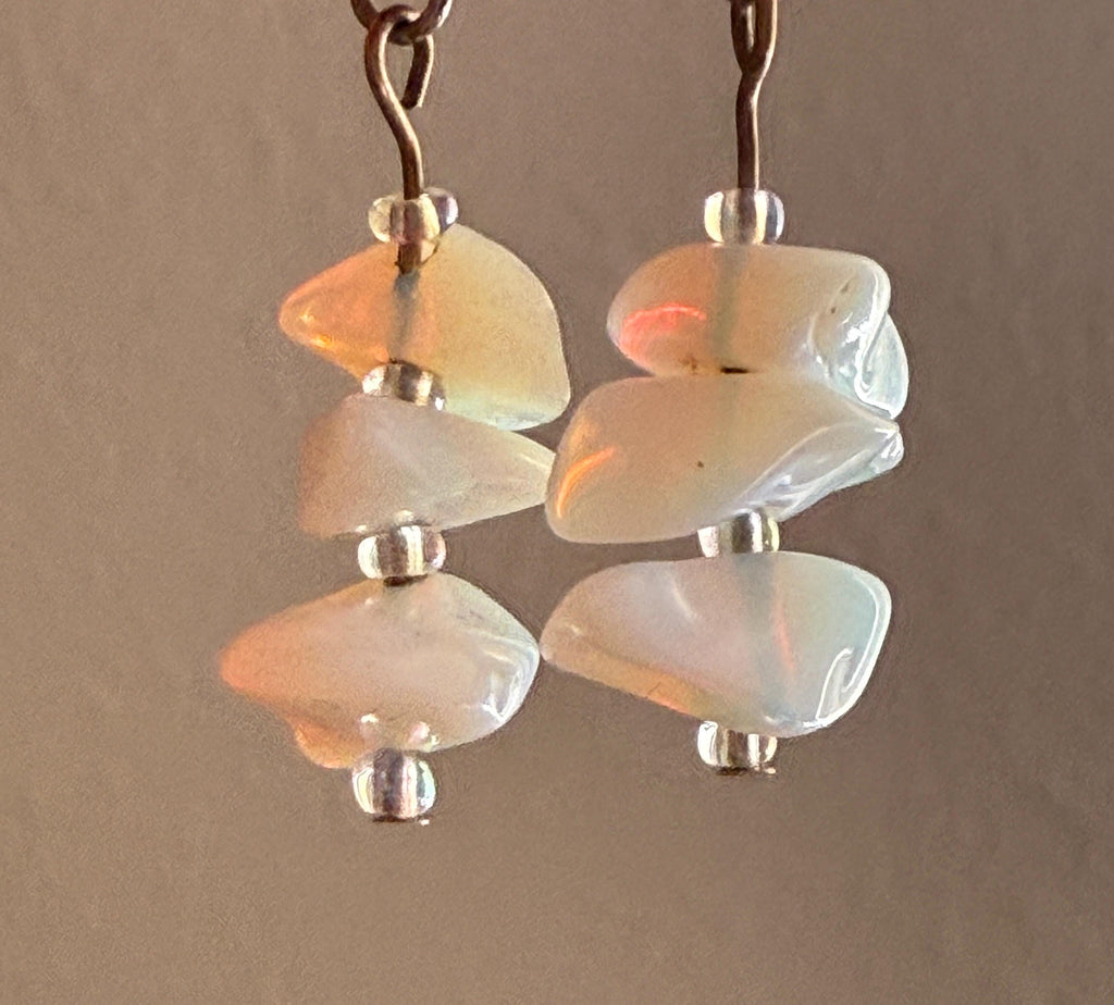 Fire Opal Labradorite and Dragon Vein Agate Necklace with earrings