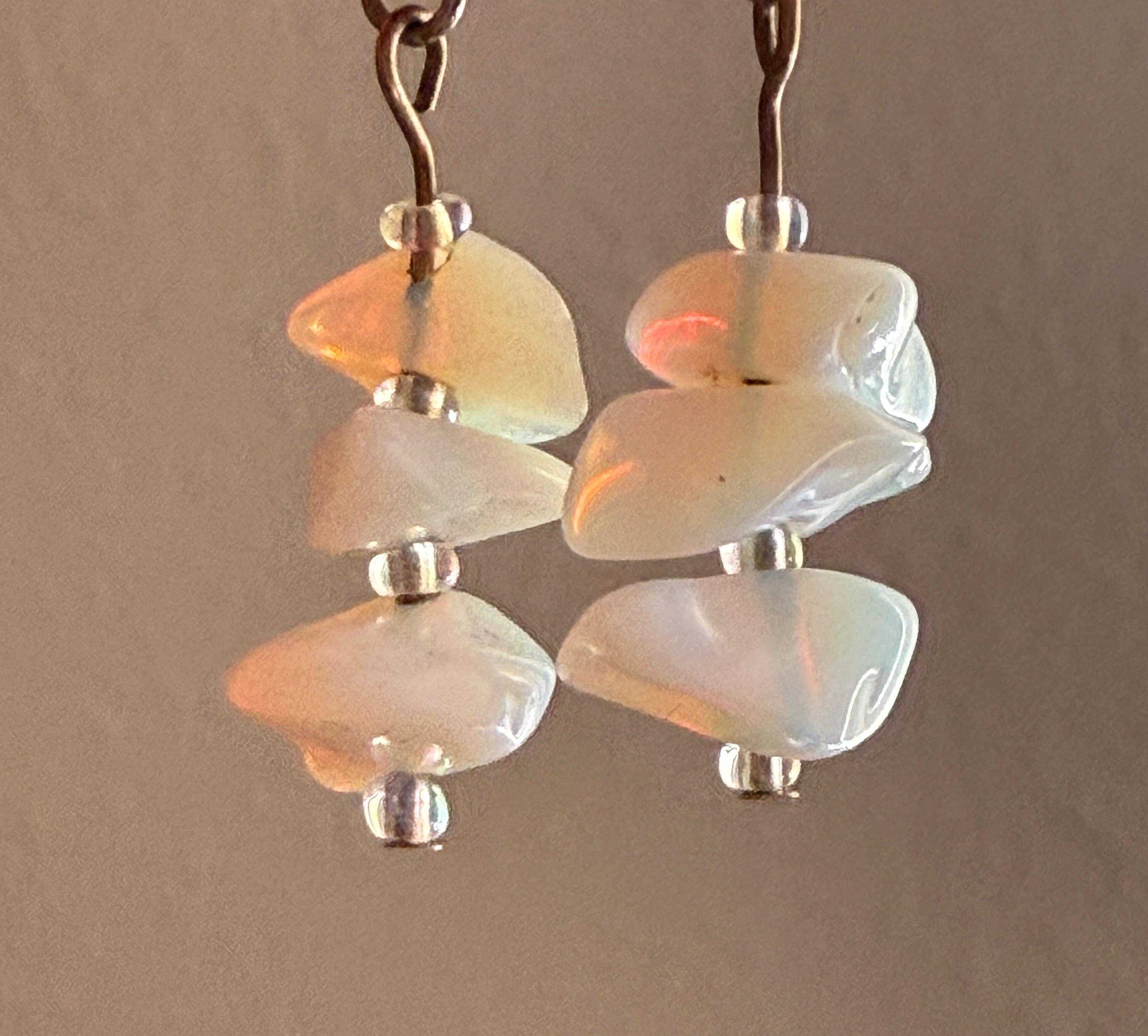 Fire Opal Labradorite and Dragon Vein Agate Necklace with earrings