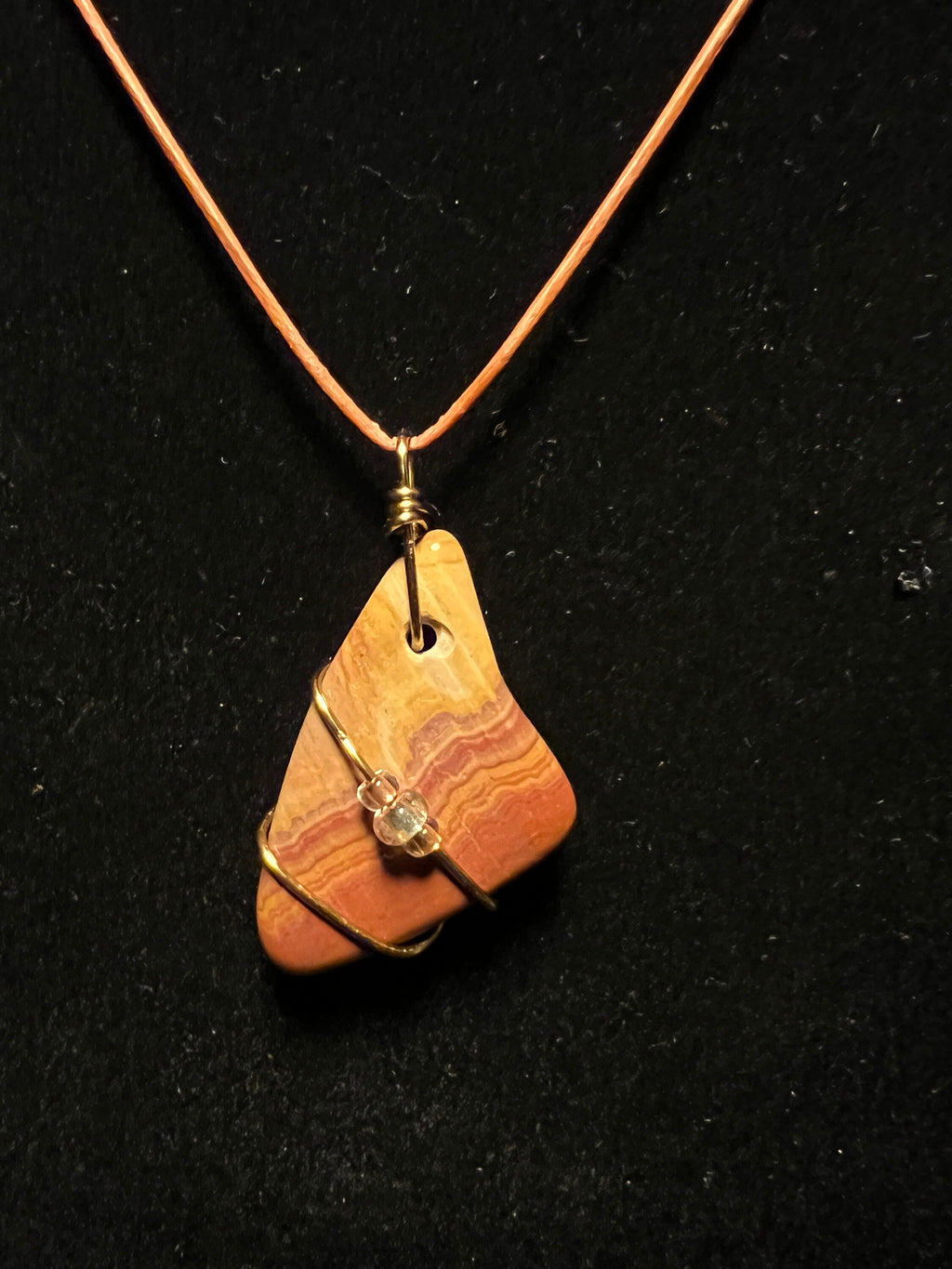 Red & Yellow Jasper Agate Wire Wrapped Pendant