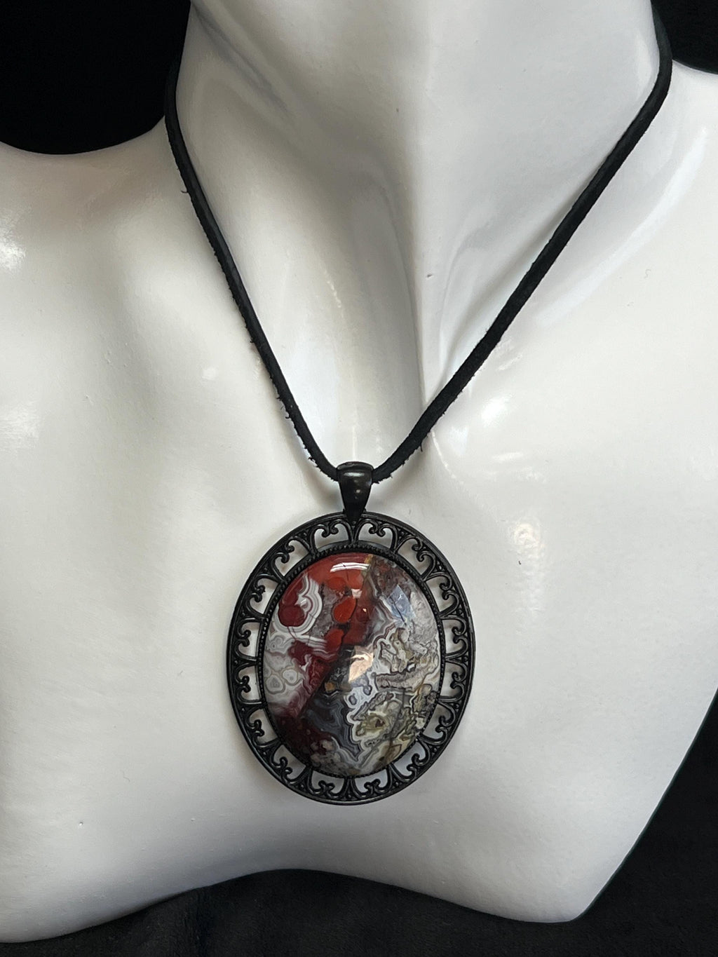 Red & Black Swirling Crazy Lace Agate