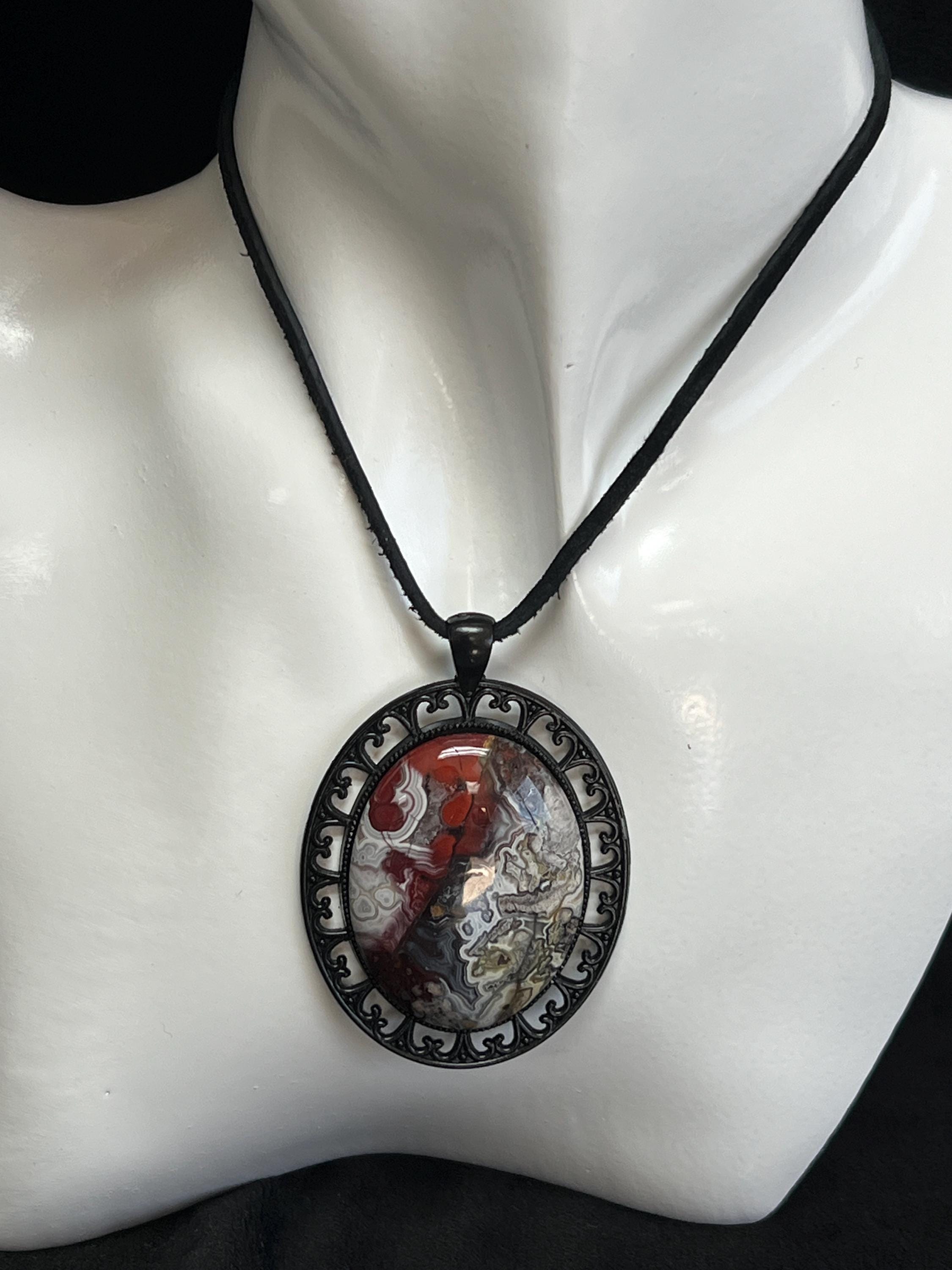 Red & Black Swirling Crazy Lace Agate