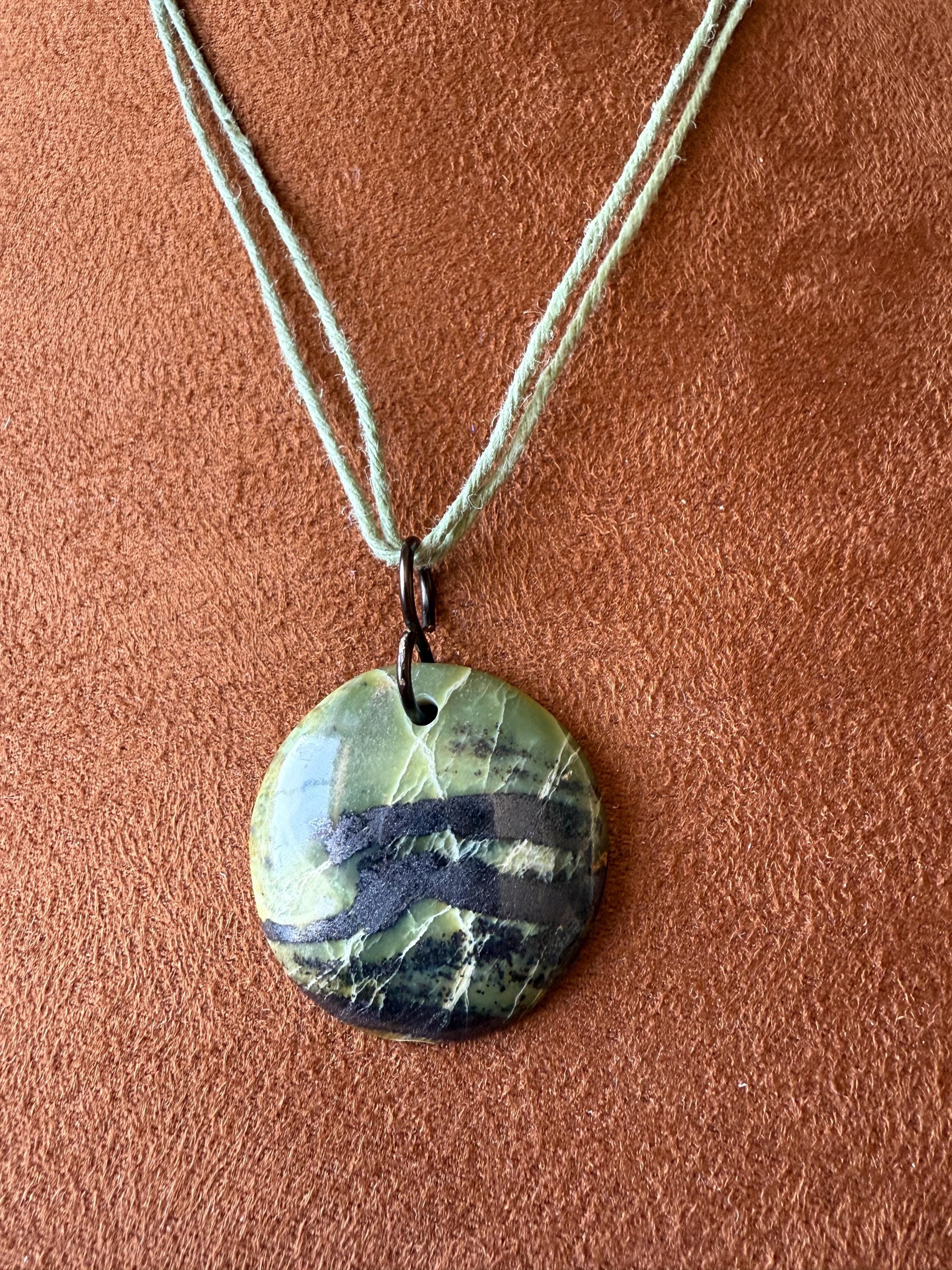 Green & Black Serpentine Pendant