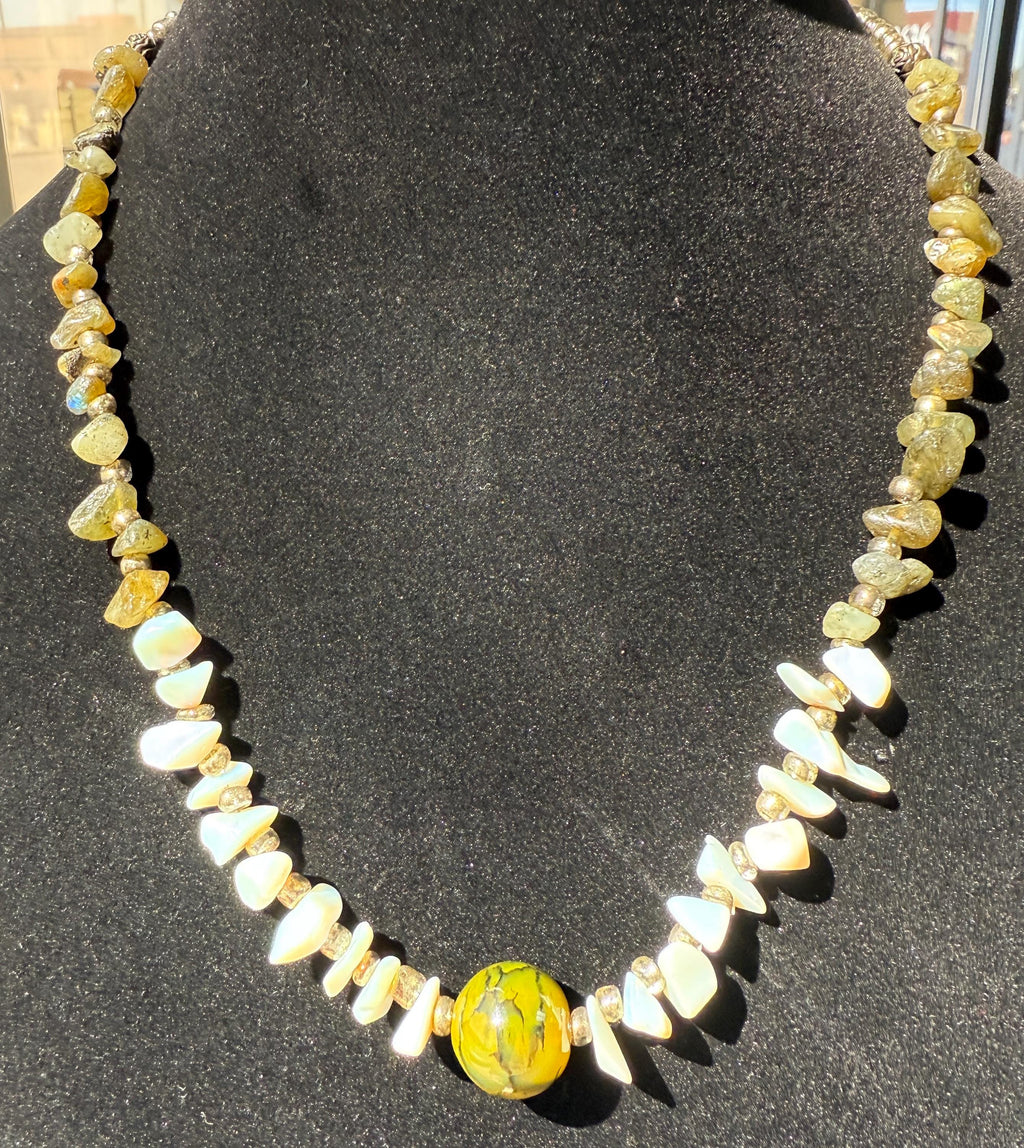 Fire Opal Labradorite and Dragon Vein Agate Necklace with earrings